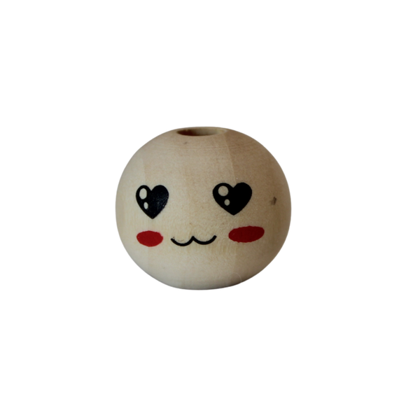 Houten kraal met gezichtje 20mm