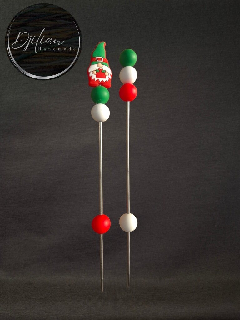 1 set van 2 ami-sticks - Kerstthema Kabouter met cadeautje