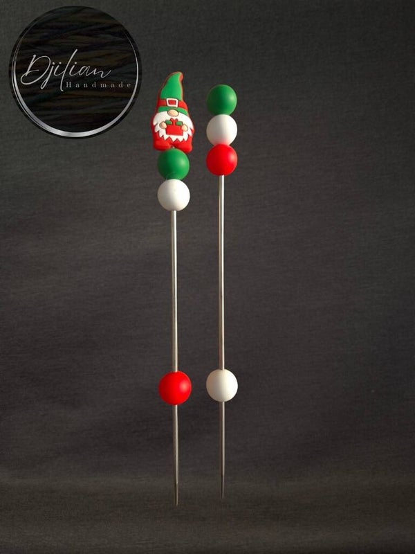 1 set van 2 ami-sticks - Kerstthema Kabouter met cadeautje