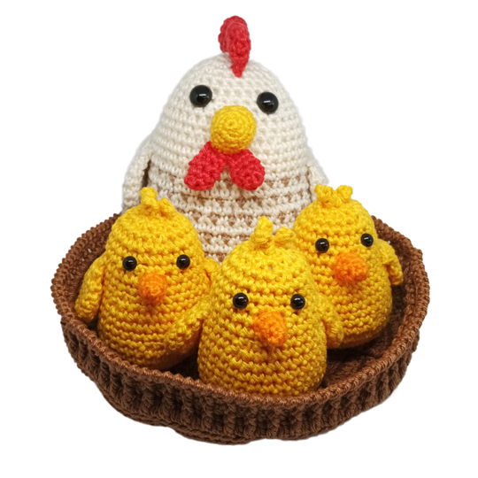 Digitaal haakpatroon Kip Eggie en haar kroost