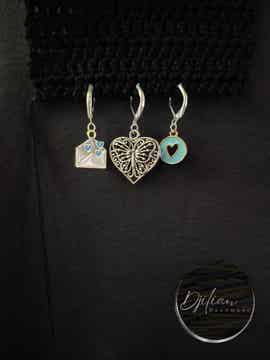 Liefdesboodschap blauw - setje van 3 steekmarkeerders