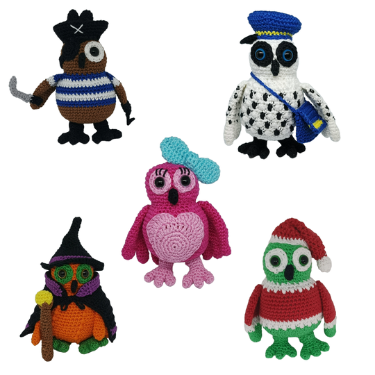 Set van 5 uilen | haakpatroon