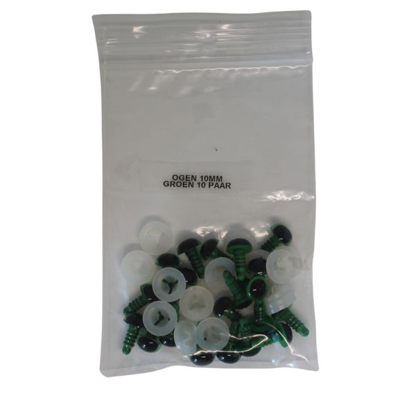 Veiligheidsogen 10mm groen (10 paar)