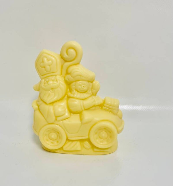 Sint & piet in auto witte chocolade