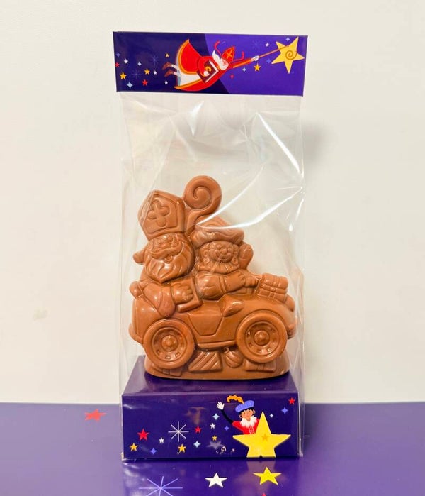 Sint & piet in auto melkchocolade