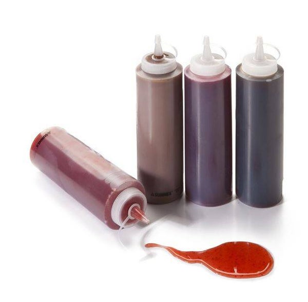 AARDBEIENCOULIS KNIJPFLESJE 450 ML (ENKEL AFHALING)