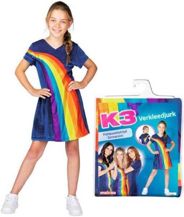 K3 : Verkleedjurk - regenboog blauw - 3-5j.