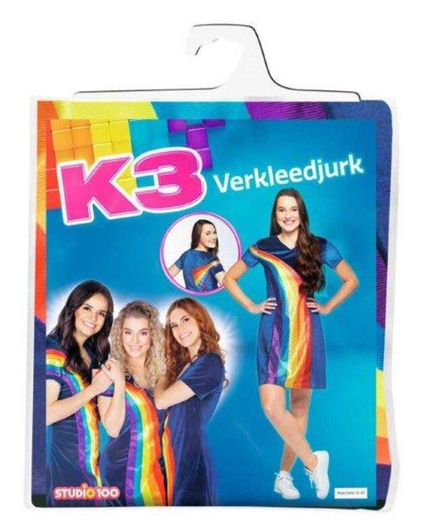 K3 : Verkleedjurk - regenboog blauw - volwassen