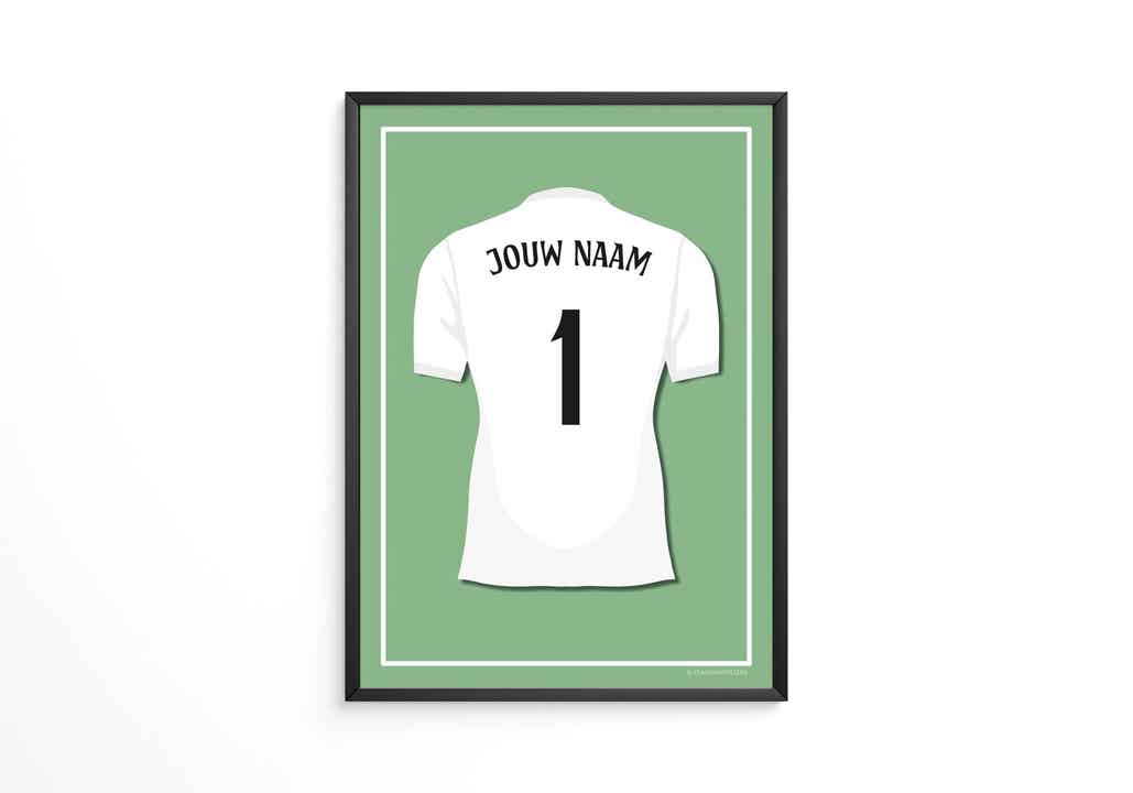 Jouw naam en rugnummer - Real Madrid shirt poster