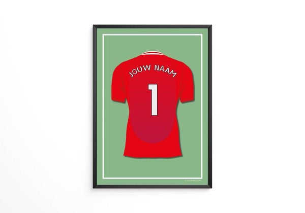Jouw naam en rugnummer - Manchester United shirt poster