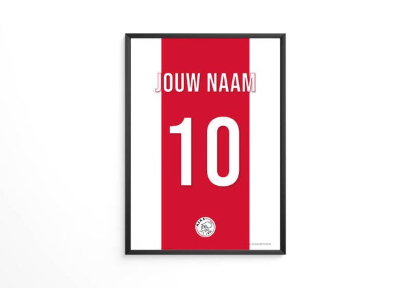 Ajax tenue poster - Jouw eigen naam en rugnummer