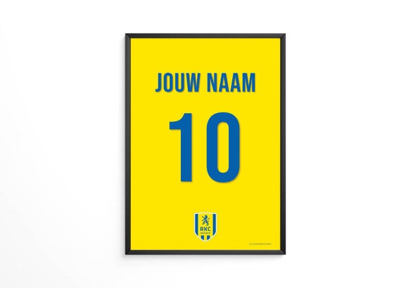 RKC Waalwijk tenue poster - Jouw eigen naam en rugnummer