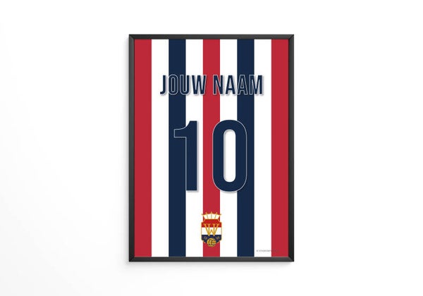 Willem II tenue poster - Jouw eigen naam en rugnummer