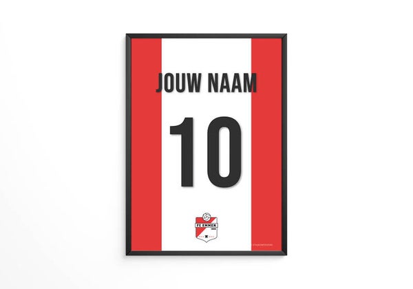 FC Emmen tenue poster - Jouw eigen naam en rugnummer