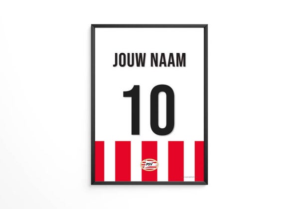 PSV tenue poster - Jouw eigen naam en rugnummer