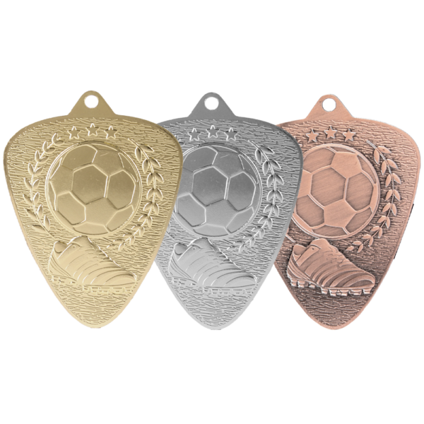 Voetbalmedaille Iron 60mm - goud, zilver of brons