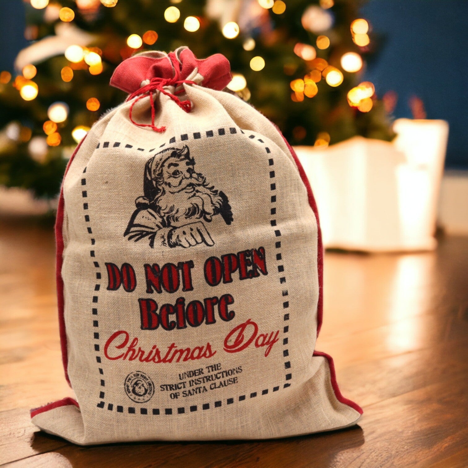 Do Not Open Before Christmas Day Jute Sack.