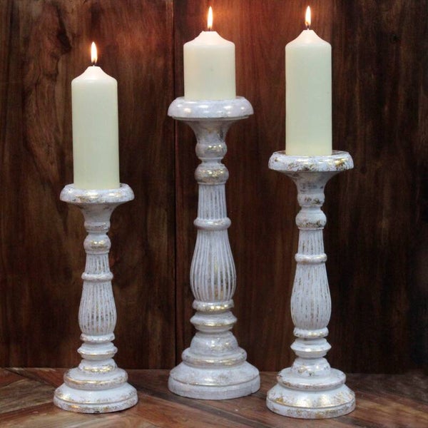 Vintage Candle Stands -  White Gold. (Tree Sizes)
