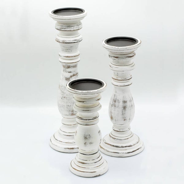 Classic Candle Stand - Whitewash. (Three sizes)