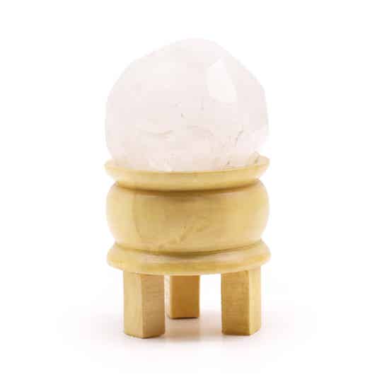 Gemstone Faceted Healing Ball & Stand - Rock Quartz