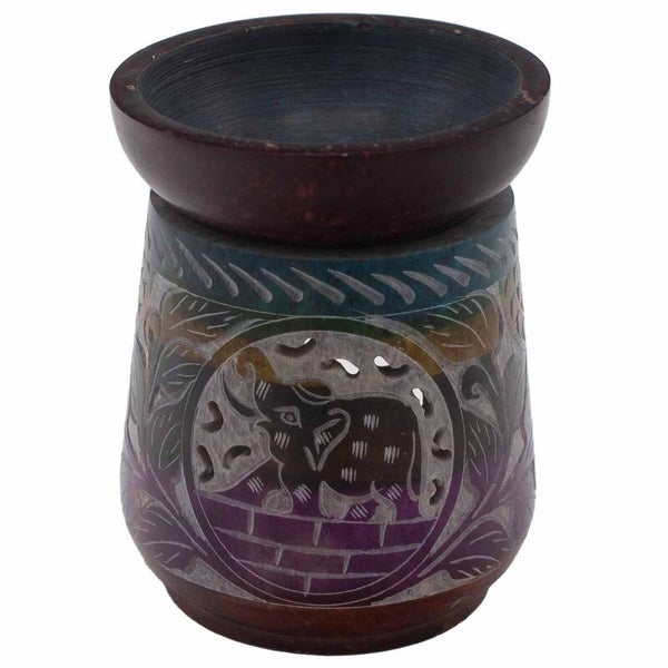 Large Soapstone Oil Burner 13x10cm - Elephant (Five Colours)