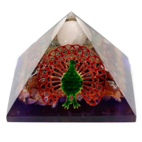 Lrg Orgonite Pyramid 80mm - Peacock