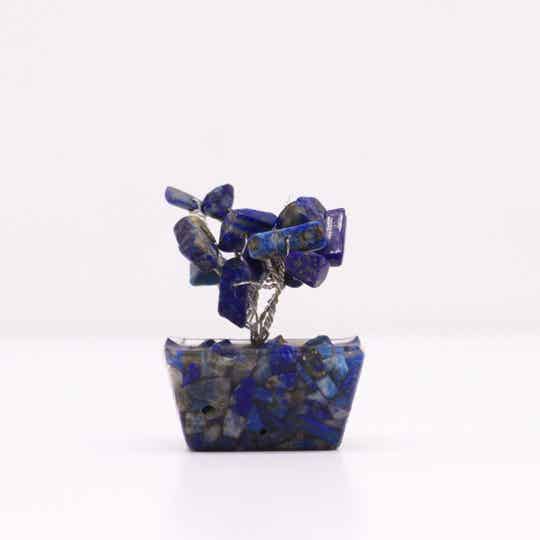 Mini Gemstone Tree On Wood Base and Orgonite Base - Sodalite (15 stones)