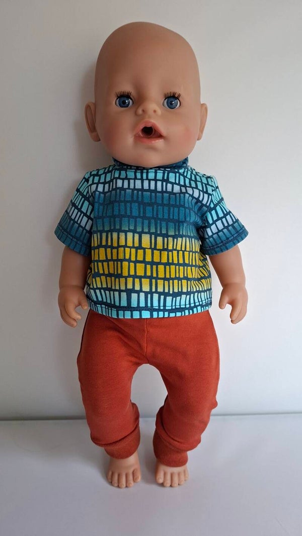 T-shirt blauw/geel