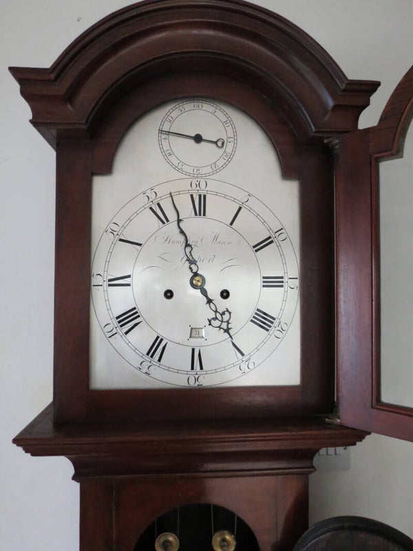 Humphry Mason, Gosport. Circa 1800. A very rare 'arch seconds' longcase clock.