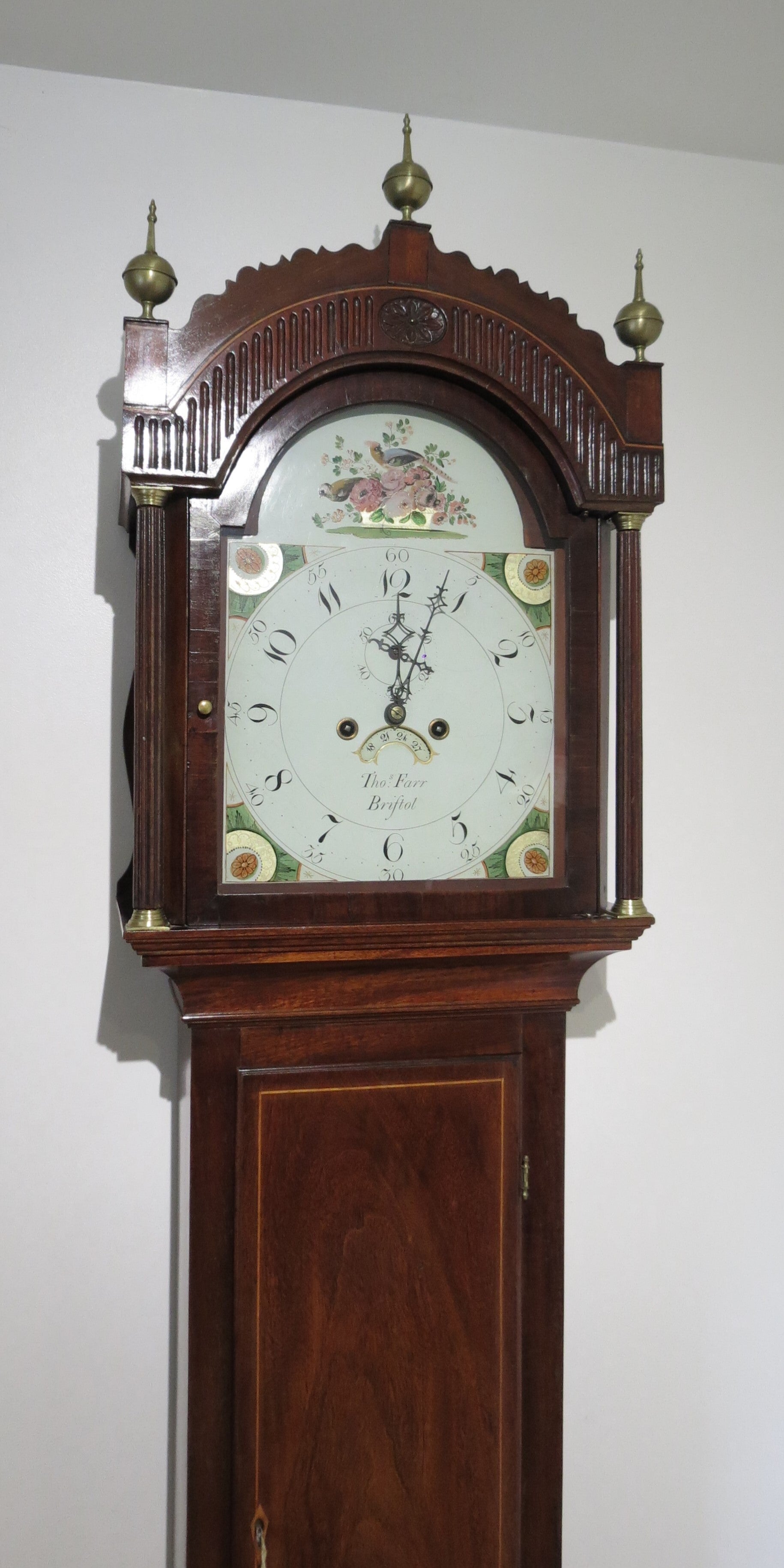 SOLD. Thomas Farr, Bristol. Circa 1812. 8-day mahogany longcase clock in excellent condition. Very rare dial by Nathaniel Porter.