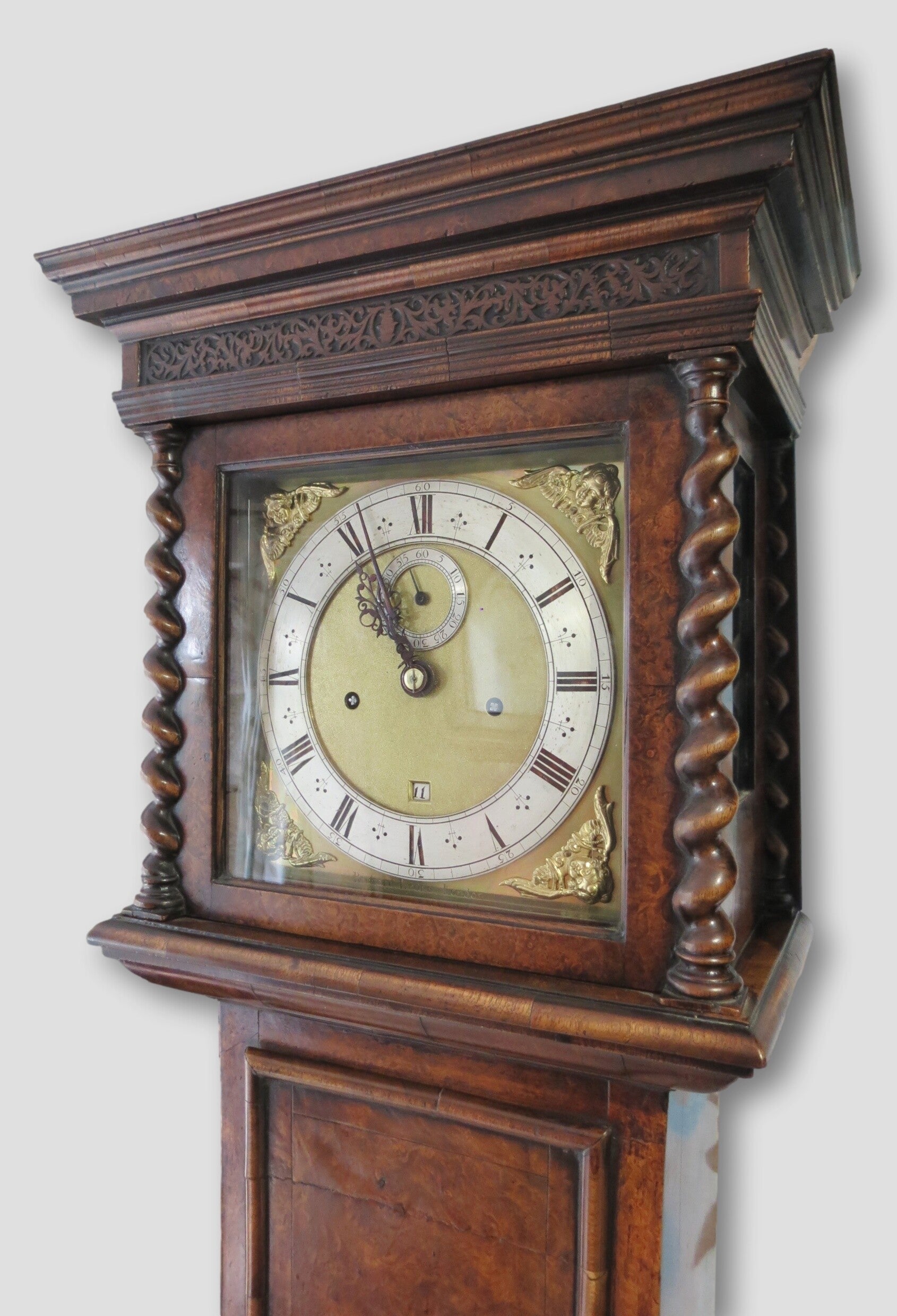 Richard Lyons London. Circa 1680. A fine, early month going longcase clock, 10 inch dial, burr walnut case.