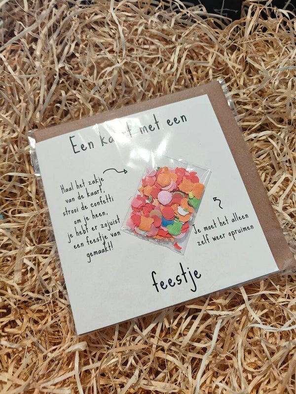 Wenskaart Feestje Confetti