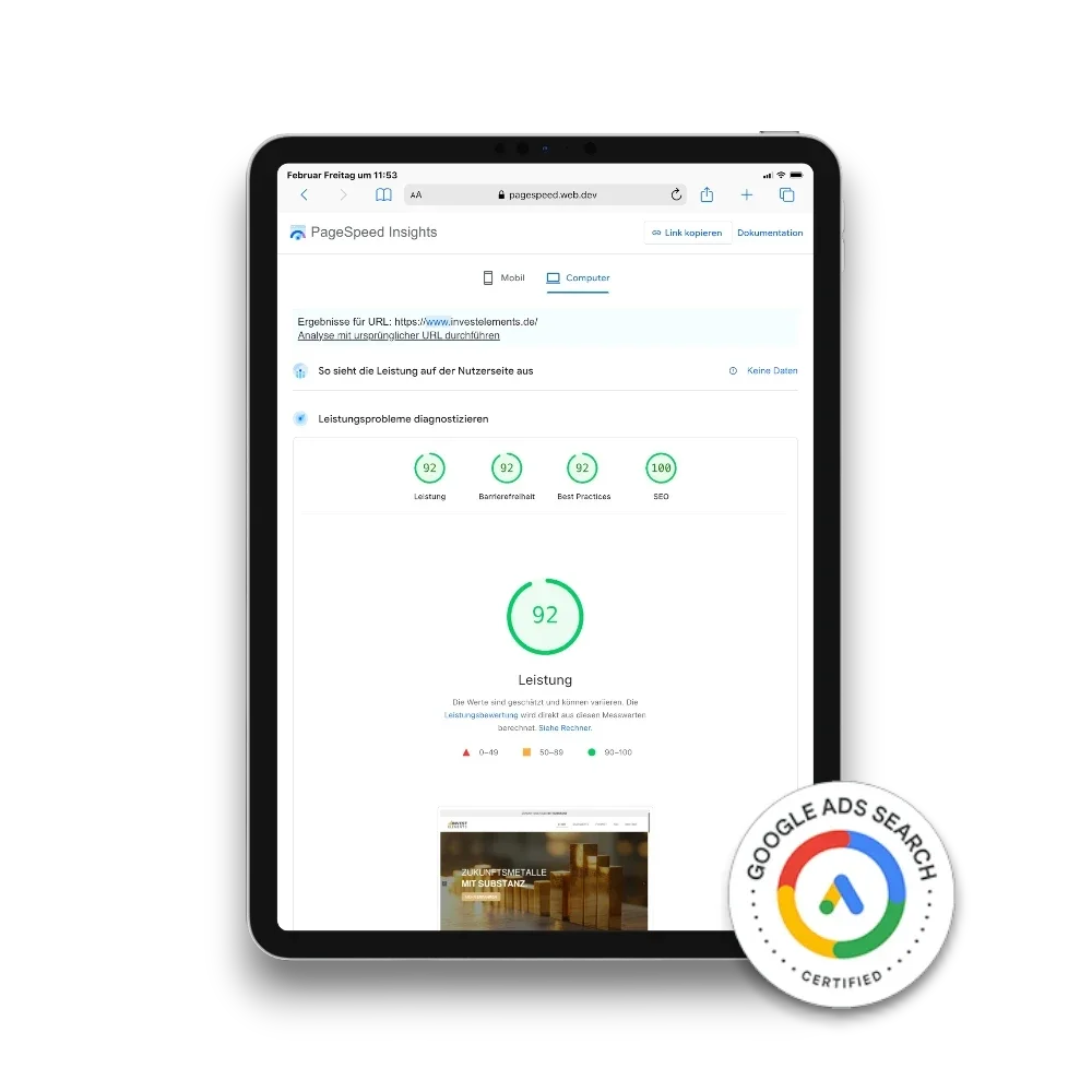 Wir optimieren Budgets, senken Klickpreise und steigern Conversion-Raten.