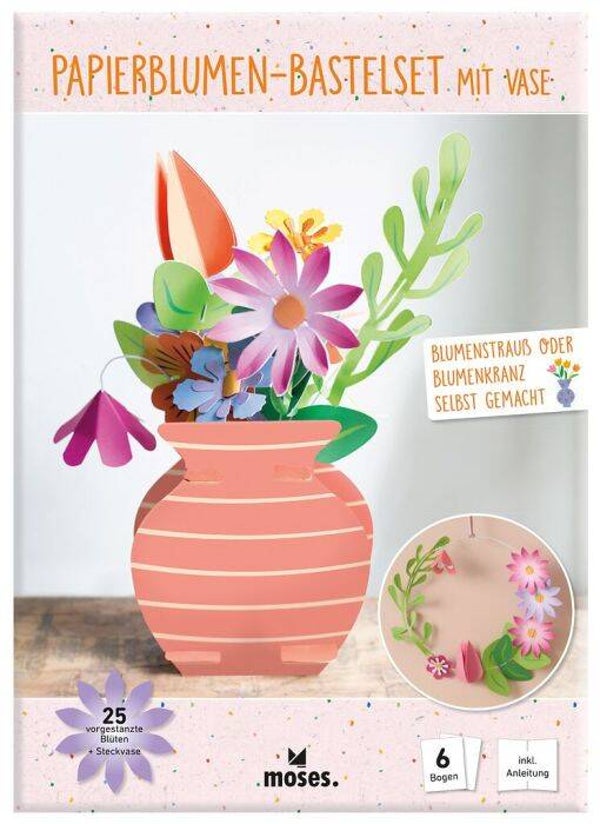 MOSES VERLAG Papierblumen-Bastelset mit Vase