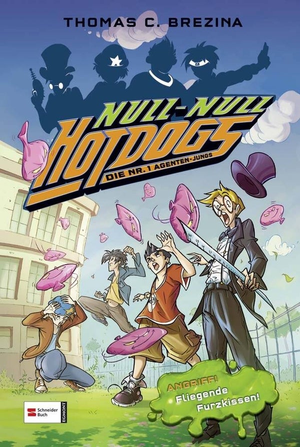 SCHNEIDERBUCH Null-Null Hotdogs-Angriff Fliegende Furzkissen