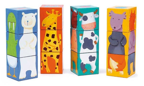 DJECO  12 Würfelpuzzle Tiere DJ08208