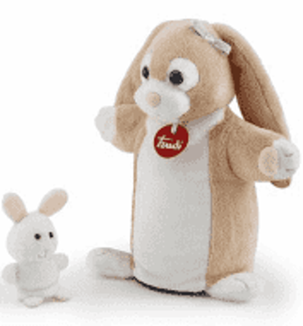 TRUDI Hand und Fingerpuppe Hase mit Baby 29864