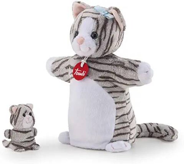 TRUDI Hand und Fingerpuppe Katze mit Baby 29865