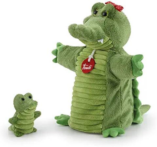 TRUDI Hand und Fingerpuppe Krokodil mit Baby 29869