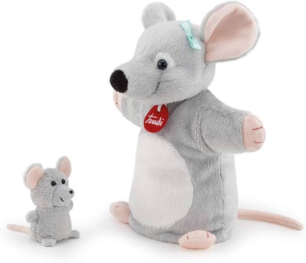 TRUDI Hand und Fingerpuppe Maus mit Baby 29868