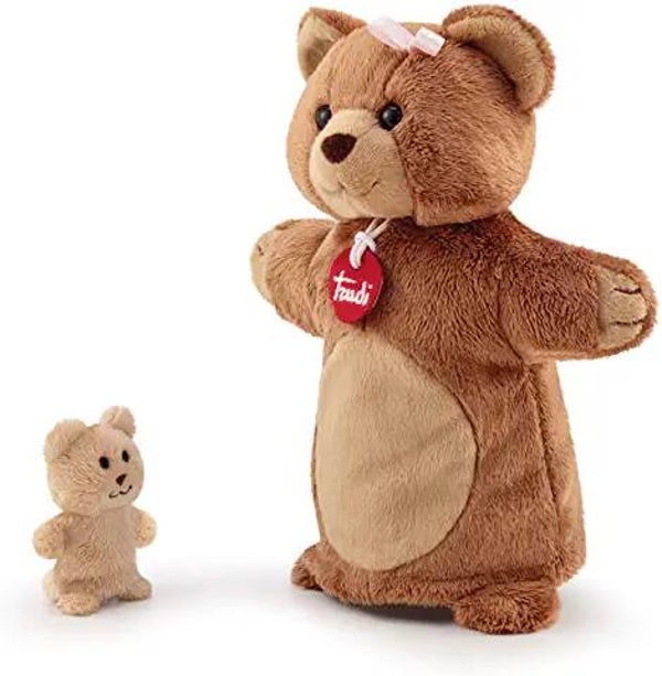 TRUDI Hand und Fingerpuppe Teddy mit Baby 29858