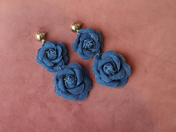 Denim Flower oorbellen