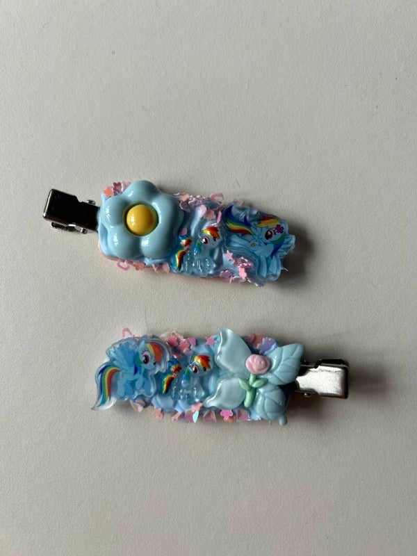 Rainbow dash hair clips (one pair)