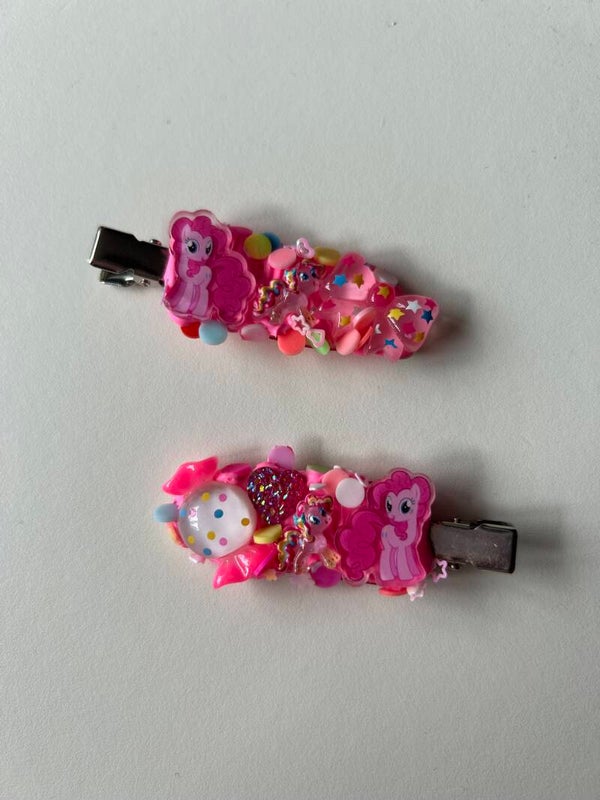 Pinkie pie hair clips (one pair)