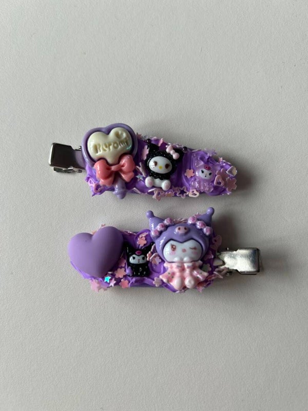 Kuromi hair clips (one pair)