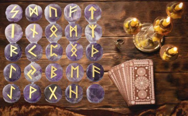 Runes Alphabet Futhark ancien - AMÉTHYSTE naturelle