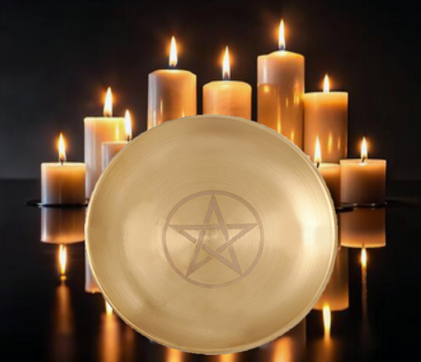 Plateau rituel doré 14 cm - PENTAGRAMME