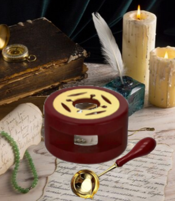 Réchaud cire à sceau et cuillère - Marron bordeaux