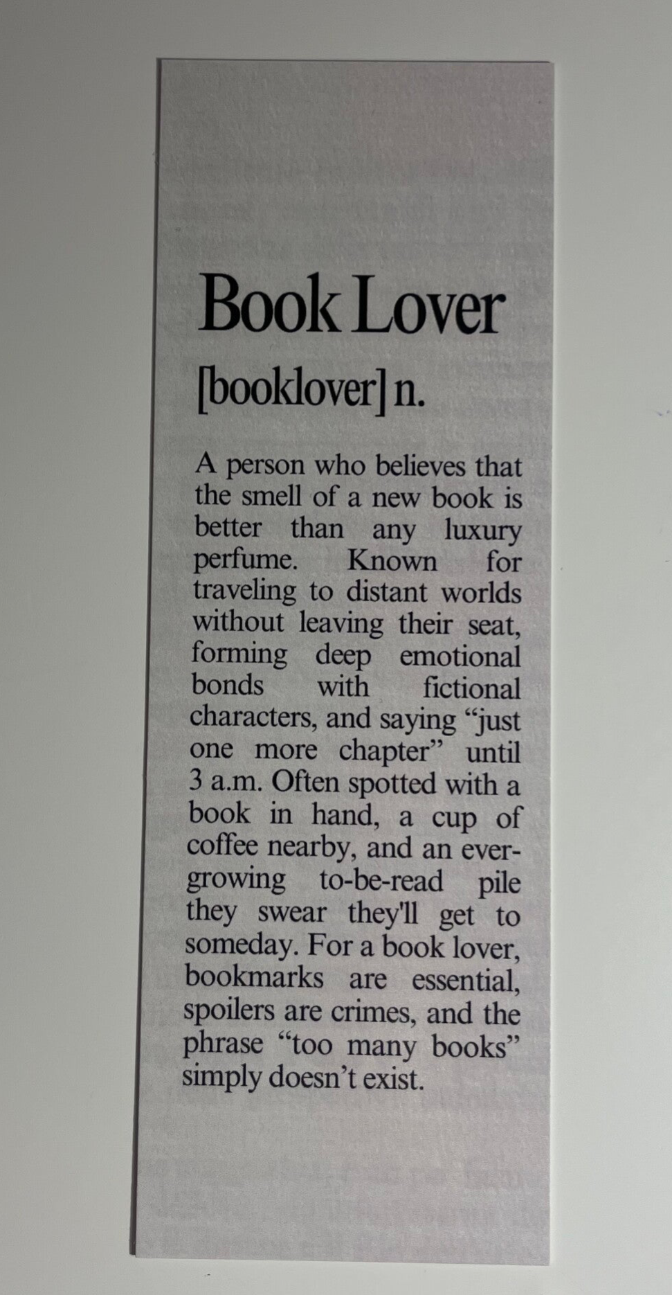 "What it means to be a BookLover" - Bookmark