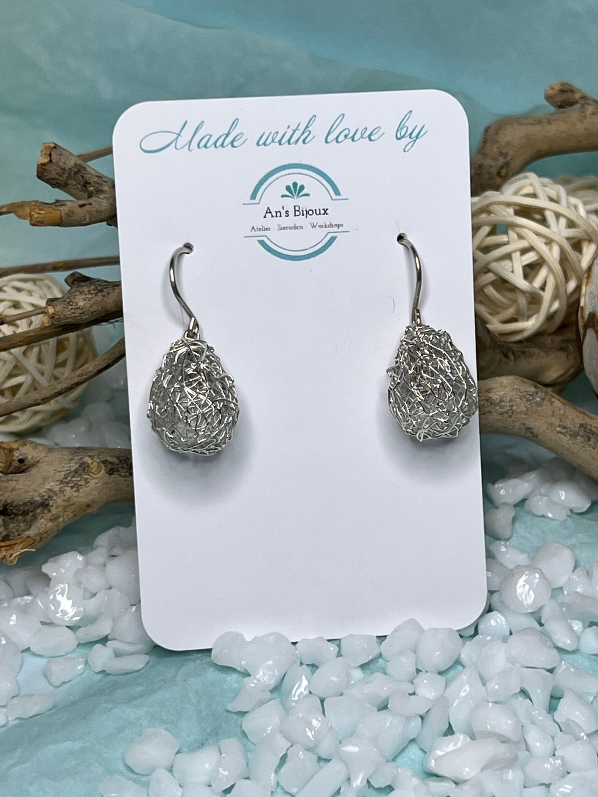 Oorbellen zilverklei druppel